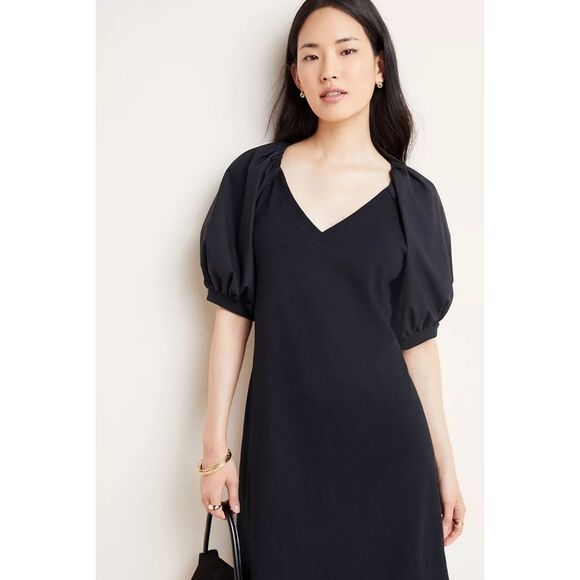 NWT|Maeve Anthropologie Annika Black Puff Sleeve Dress, XS - Picture 2 of 6